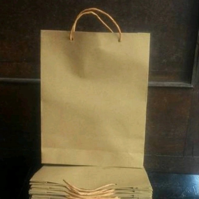 

PROMO Paperbag polos tali kertas ukuran 18x6x22