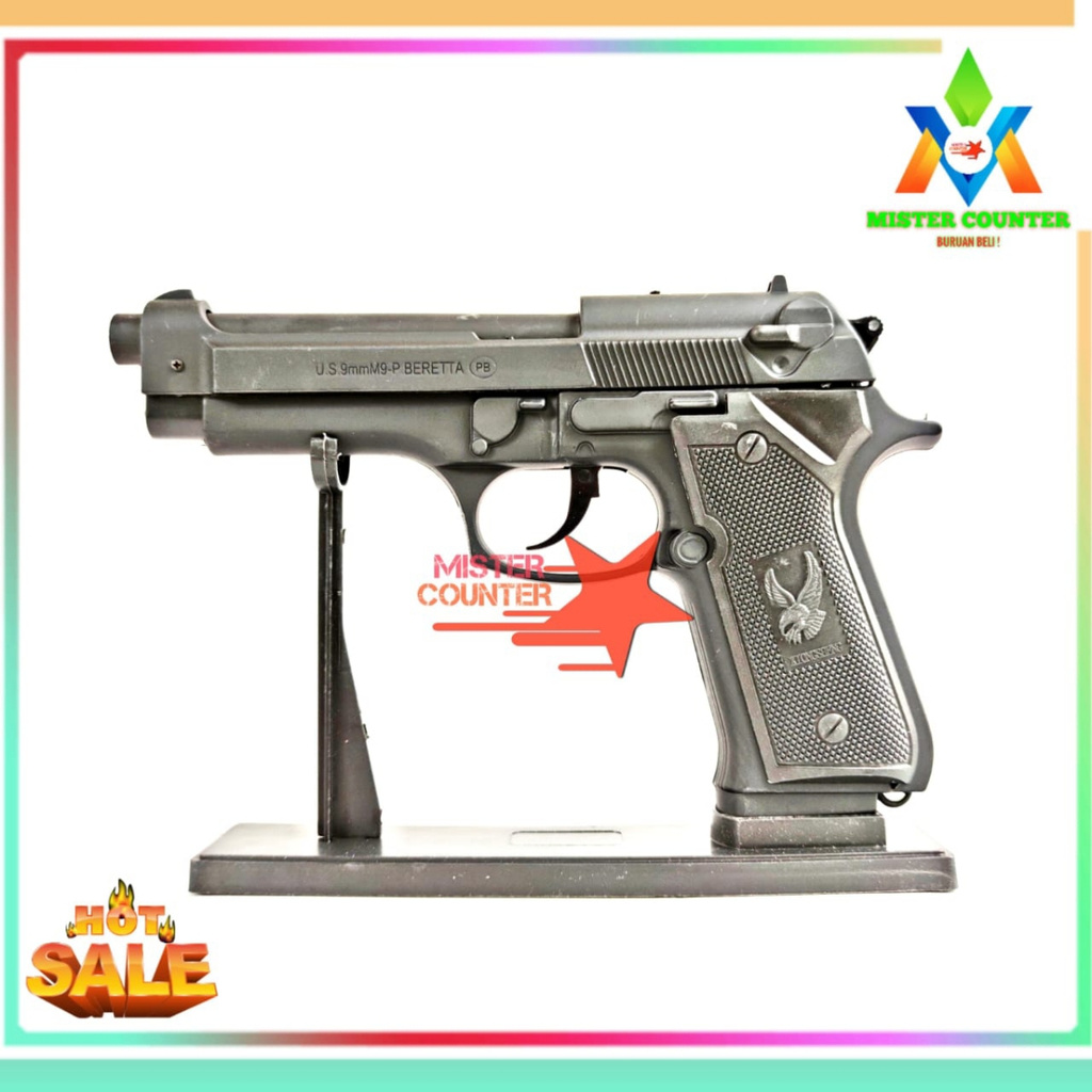 Korek Api Pistol Baretta Hitam Plus Pajangan