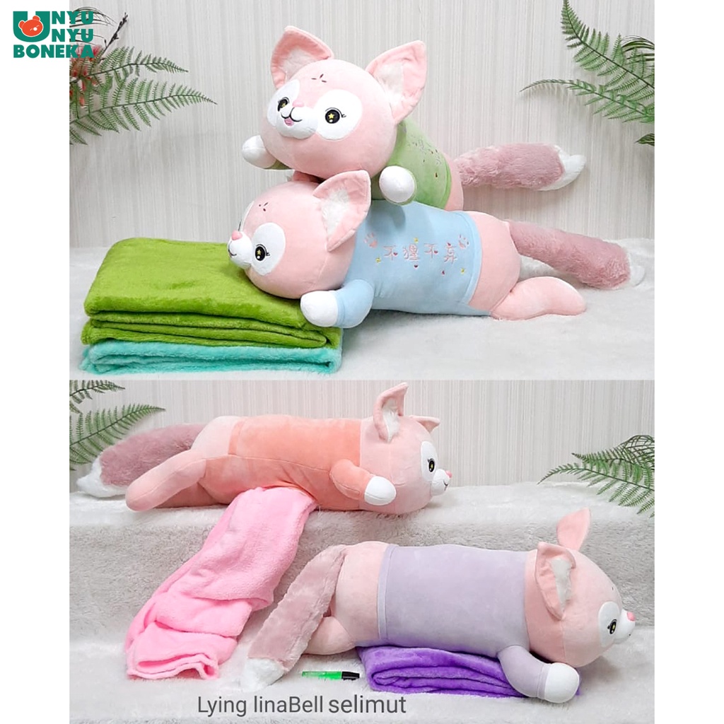 Boneka Bantal Selimut Laying Lina Bell Fox Serigala Animal Balmut 3 in 1