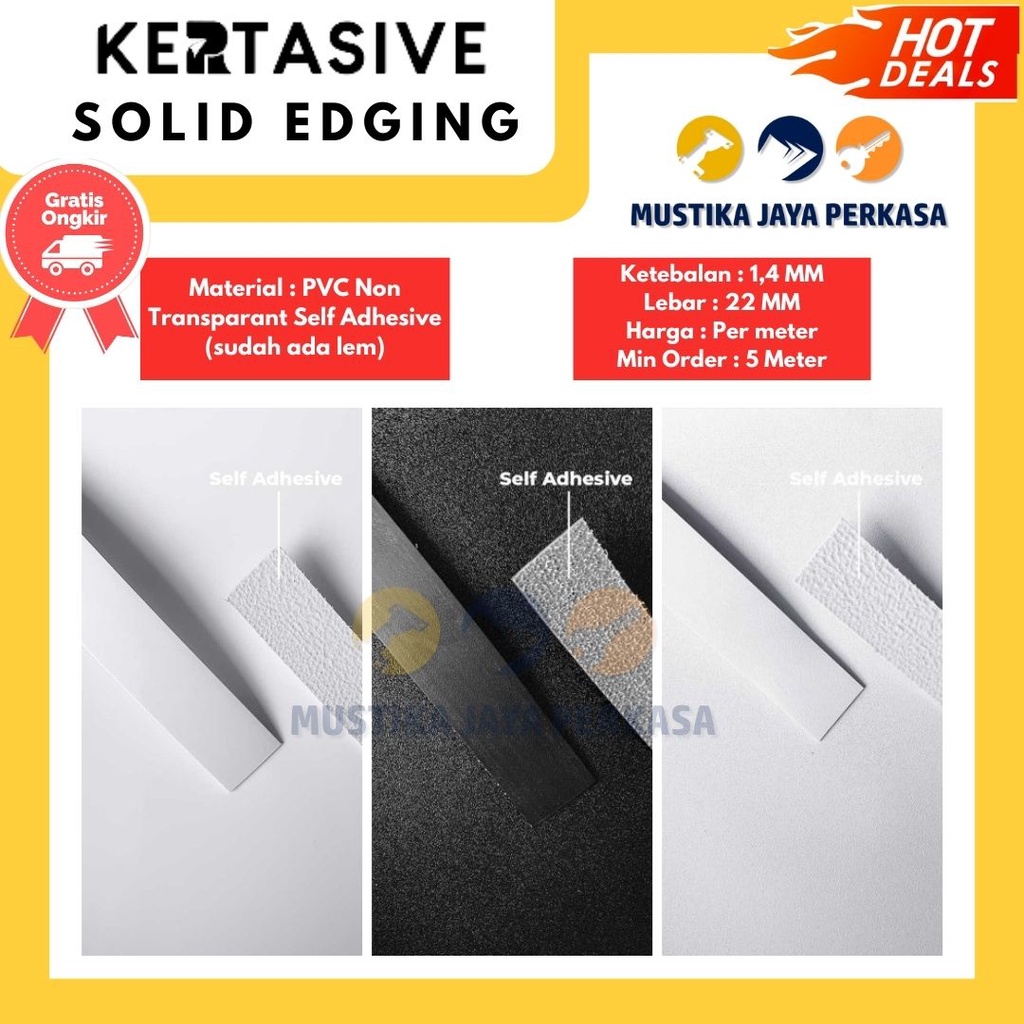 Edging Kertasive Solid Edging PVC Interior Edging HPL List Meja Laci Sticker Adhesive