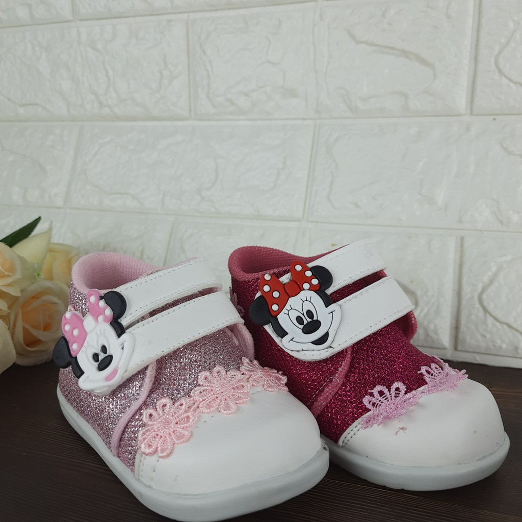 [TAMAN SEPATUKU] SEPATU TRENDY MURAH PESTA ANAK MICKEY MOUSE PINK BUNYI 1 2 3 TAHUN FAX16