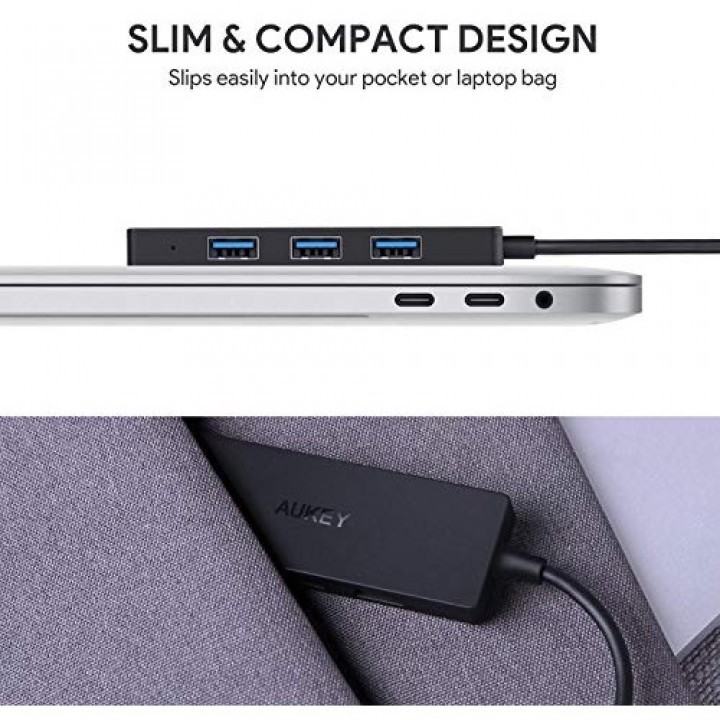 683 AUKEY CB-C64 - Unity Slim USB-C Hub Adapter To 4 USB 3.0 Ports