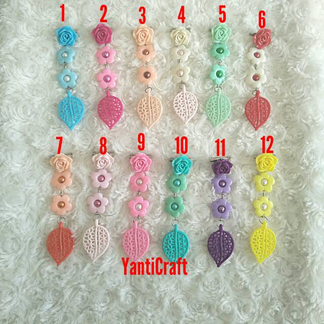 Bros dagu mawar juntai bunga daun, grosir bros, souvenir bros, bros simpel