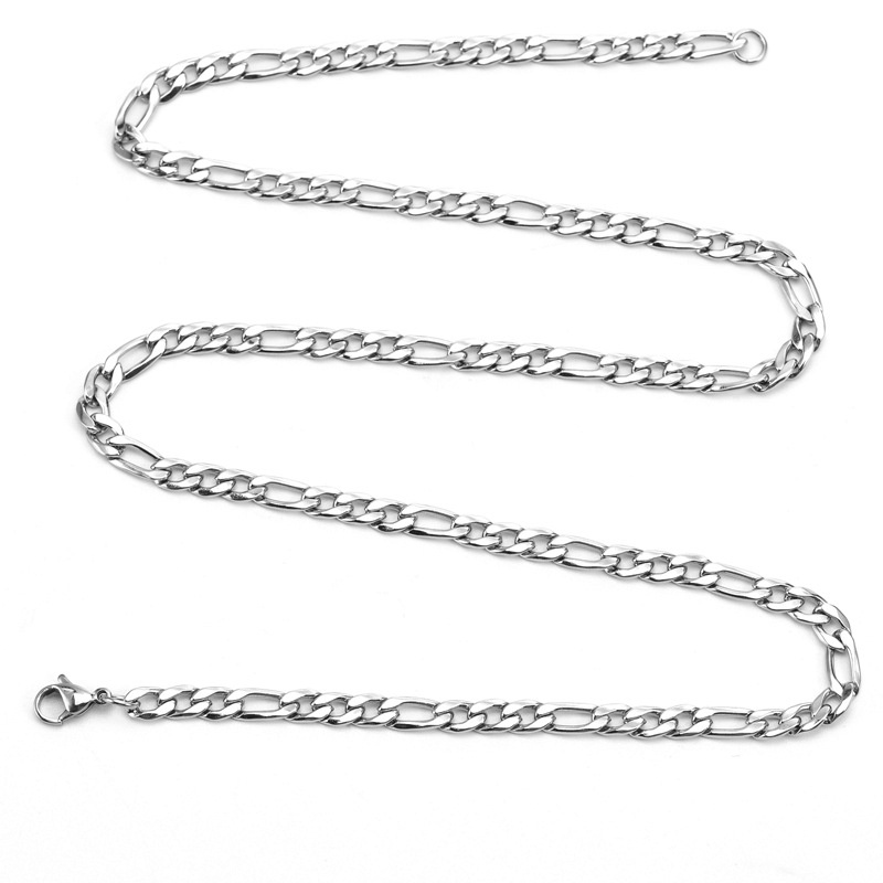 Kalung Rantai 3: 1 Bahan Stainless Steel Warna Silver Gaya Hip Hop Eropa Amerika