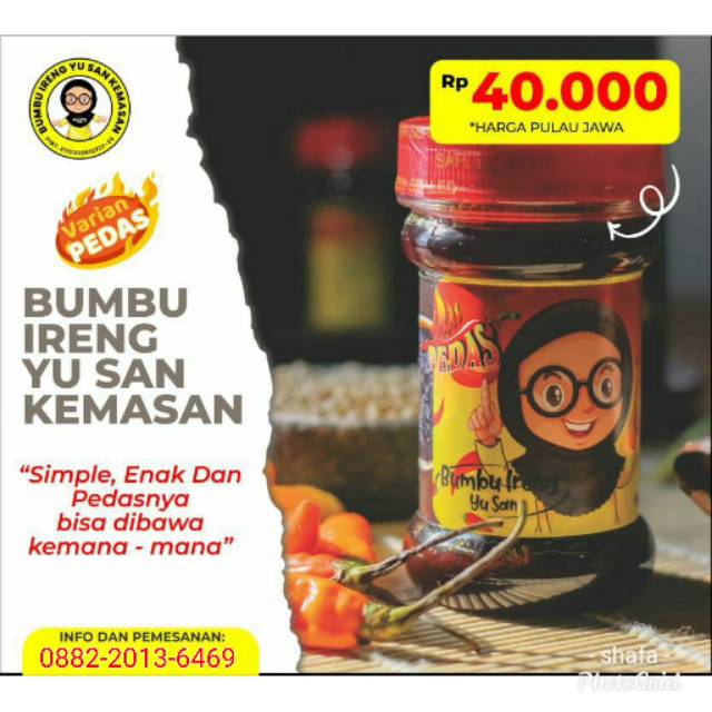 

Bumbu Ireng Yu San Kemasan Halal Enak Gurih manis Pedas bikin nagih