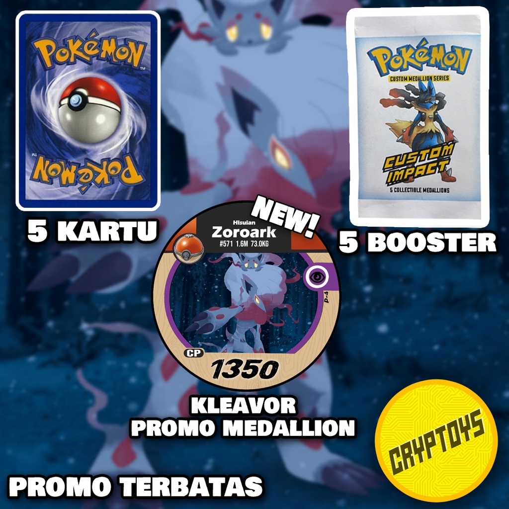 Hisuian Zoroark Promo Set Medallion custom Kartu pokemon TCG Indonesia series Custom Impact tazos mu