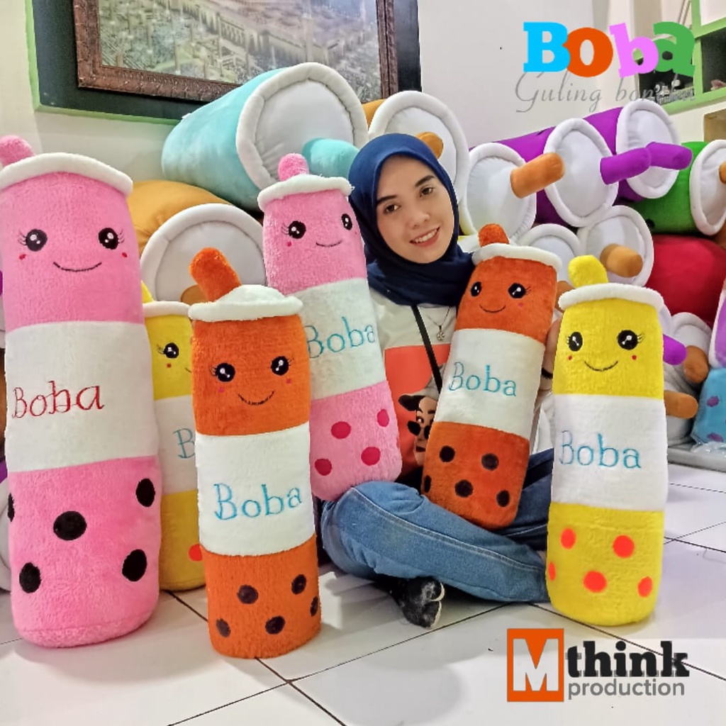 Guling boneka karakter BOBA MILKTEA kain halus isian empuk original
