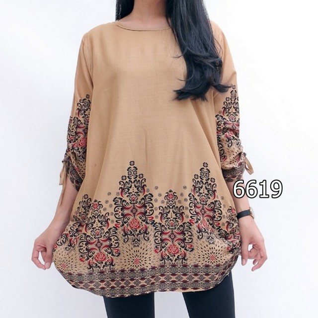 Atasan Baju Kemeja Jumbo Big Size Raisha Batik Perempuan Cewe Murah Bagus