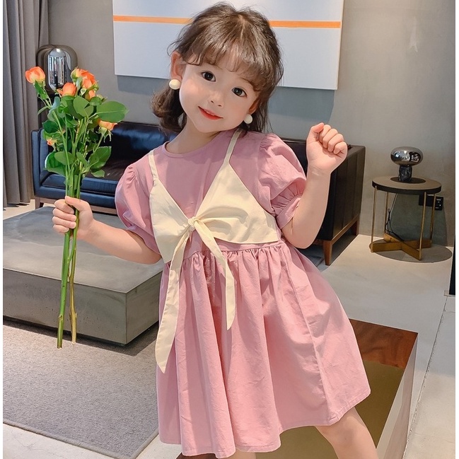 babyfit baju dress cantik dengan vest tali pita cantik import sc-822