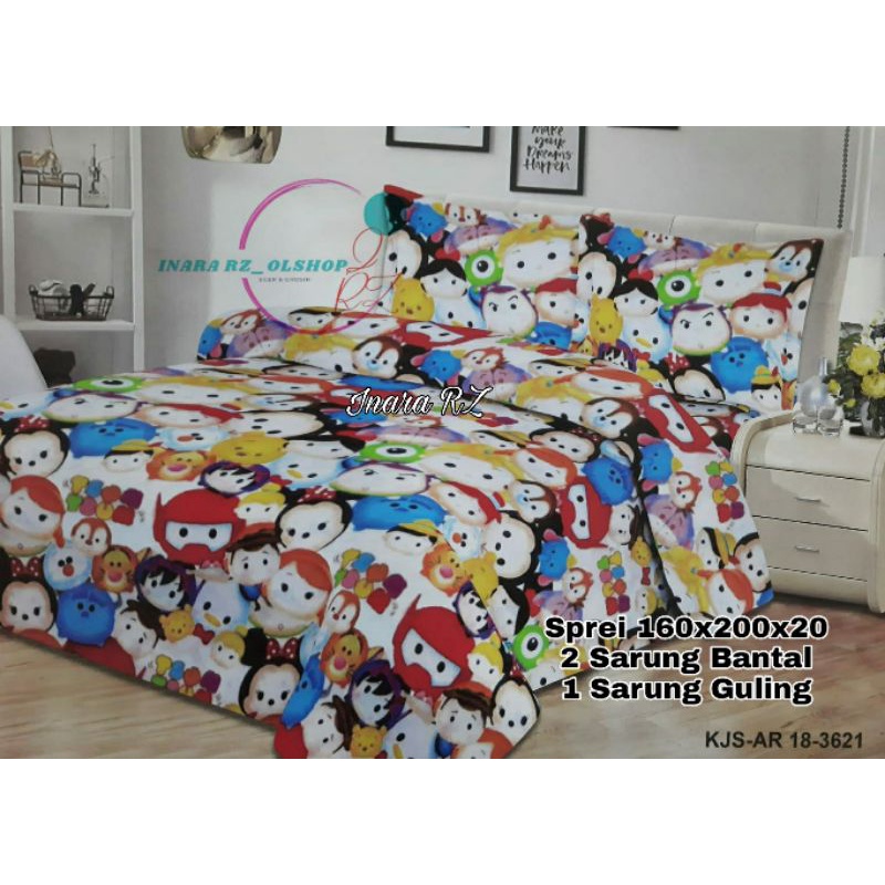 Sprei Murah 180x200 / Sprei Homemade Karakter Anak / Sprei Tsum-tsum 180x200