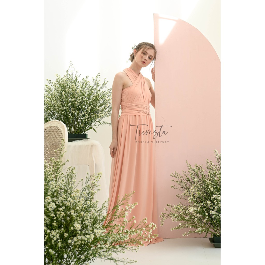 MAXI | SALEM BABY / PEACH |MULTIWAY INFINITY CONVERTIBLE DRESS | FREE KEMBEN &amp; SPECIAL LONG SCRAFT