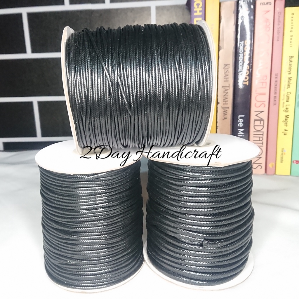 1m Tali Kulit Korea - Tali kulit korea hitam 1,5mm/2mm/3mm - Tali Korea