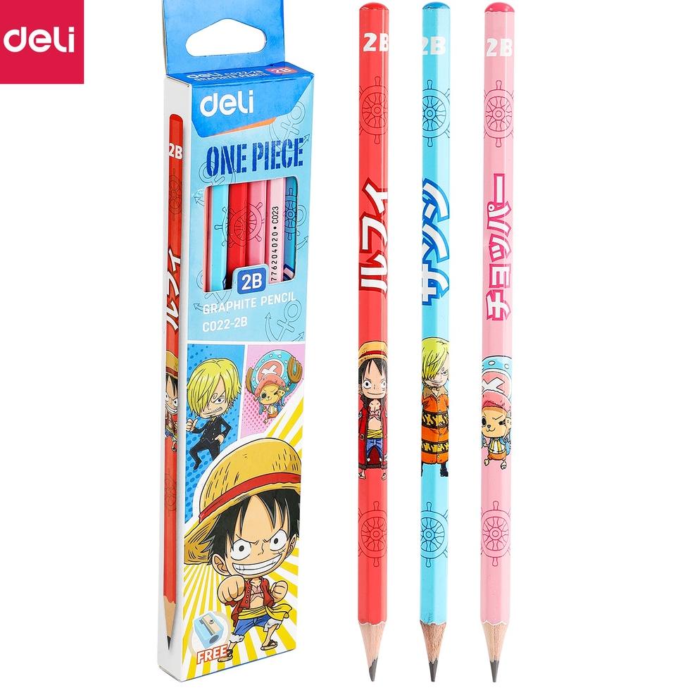 

(N9S8) Deli One Piece Graphit Pencil / Pensil Kayu Grafit 2B Lucu Kartun One Piece Free Rautan Box / Tube EC02X-2B //Harga@promo