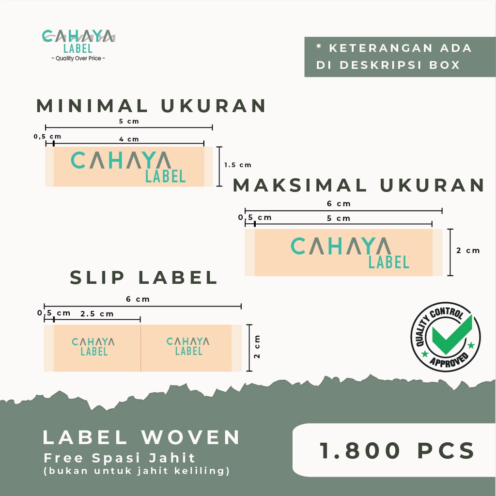 (1.800pcs) 𝐑𝐩𝟏𝟕𝟓/𝐩𝐜𝐬 Custom Label Baju Hijab Rajut Woven (FREE HOTCUT) PAKET Murah