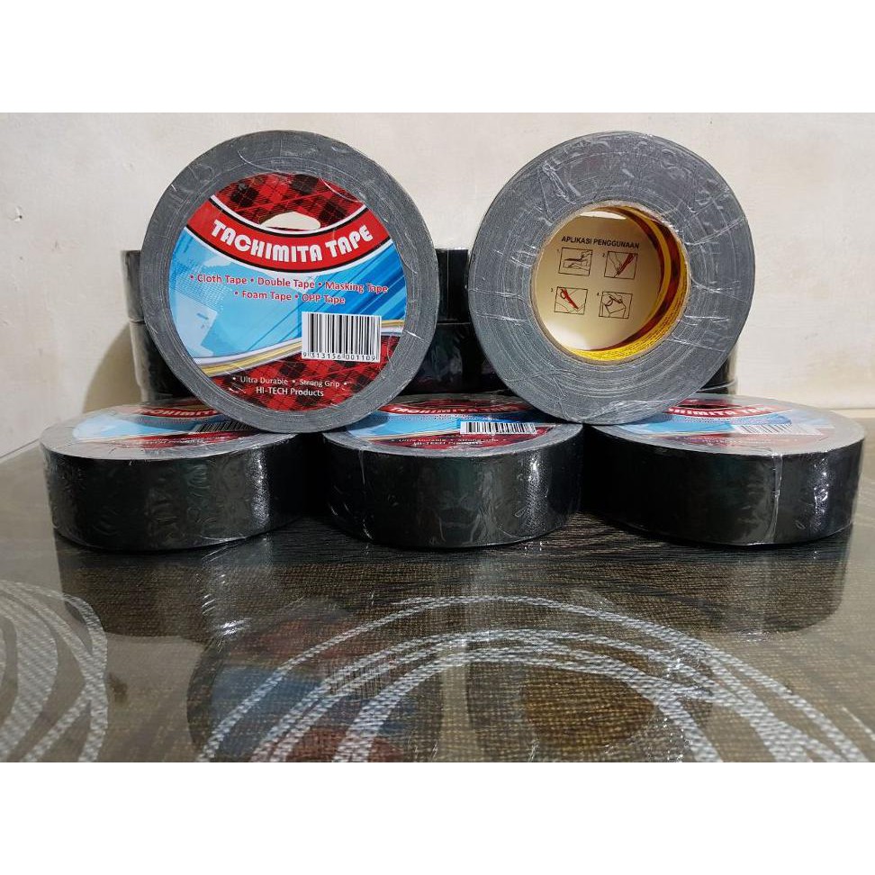 

CLOTH TAPE-LAKBAN KAIN WARNA HITAM TACHIMITA BERKUALITAS 2 INCH 40 M