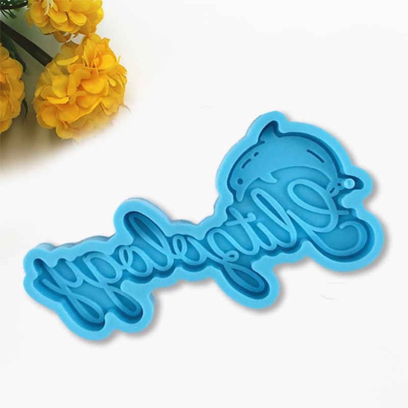 Glitter Dolphin Alphabet Letters Keychain Epoxy Resin Mold Jewelry Pendant Decorations Silicone Mould DIY Crafts Casting Tool