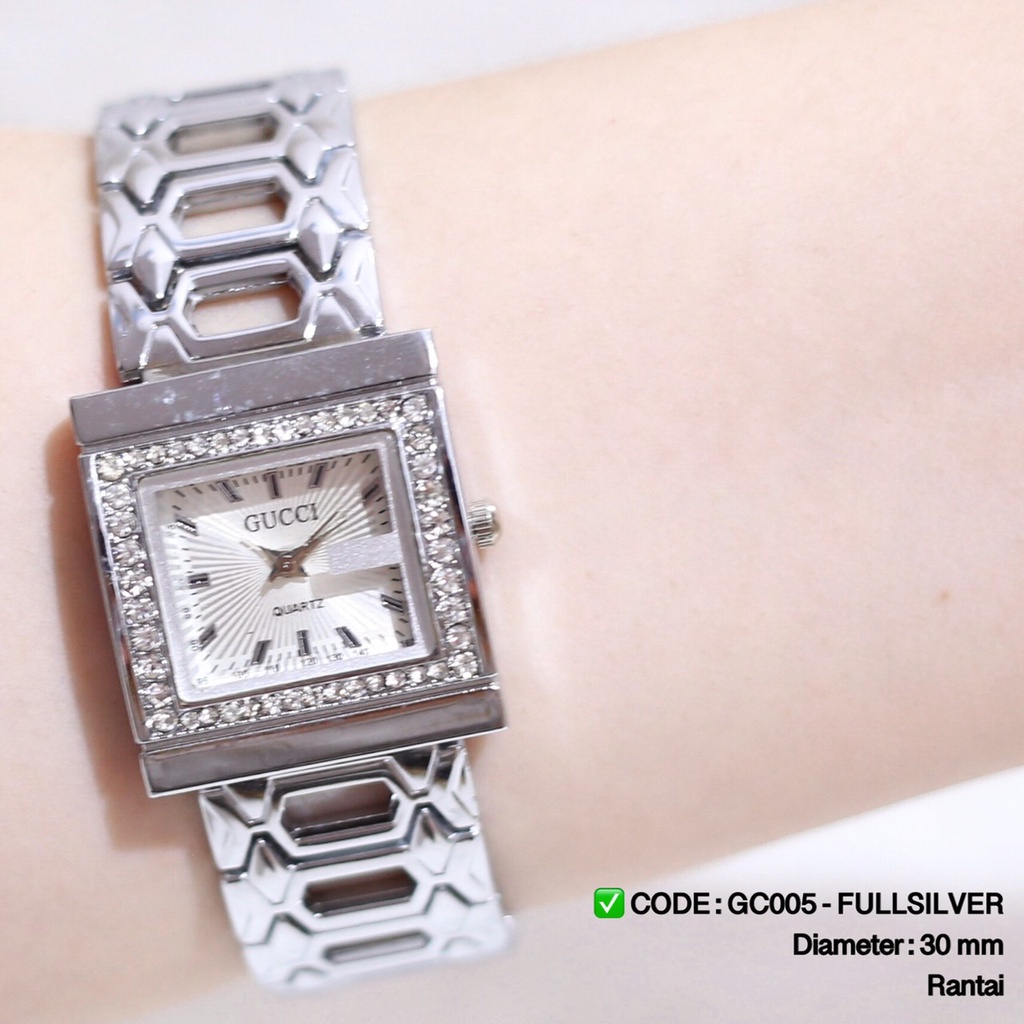 Jam tangan GUESS rantai wanita fashion cewek termurah grosir ecer stainless GR001-GC222 FULLSILVER