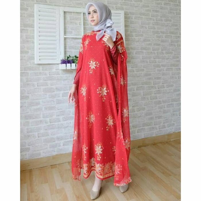Baju Syari / Pakaian Wanita Muslim Kaftan CKR INDIA Red Termurah  ER-488