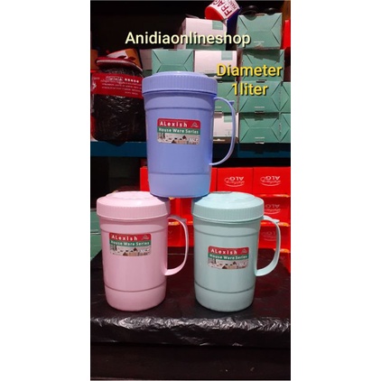 MUG JUMBO+tutup 1liter plastik/Gelas jumbo plastik 1liter