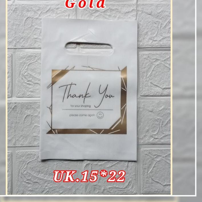 

Berkualitas! Kantong plastik PE Motif thank you uk 15x22 isi 50 pcs kantong skincare kantong olshop kemasan parfum