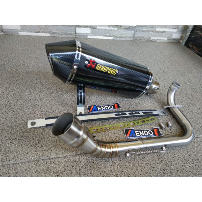 Knalpot Racing Akrapovic layang NMAX AEROX ADV GENIO PCX VARIO XMAX MIO SCOPY BEAT DLL-Hitam karbon