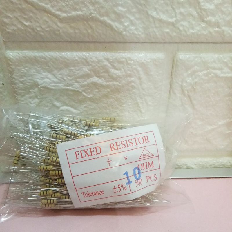 (Isi 10pcs)  RESISTOR 0.5 Watt 1R 1R2 1R5 1R8 1K 1K2 1K5 1K8 100R 100K 12R 12K 120R 120K 180K 15K 150R 10K 270R