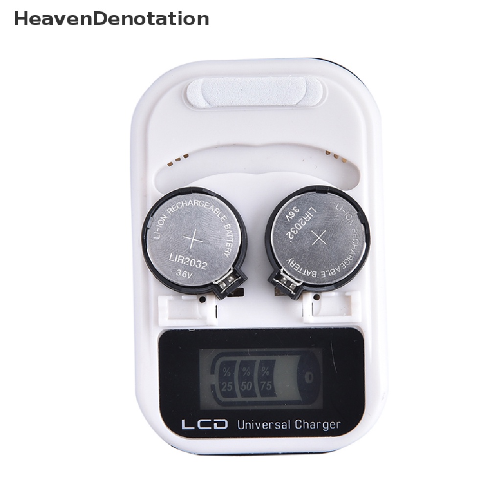 (Heavendenotation) Charger Baterai Lir2032 Lir2025 Lir2016 2 Slot Dengan Layar Lcd