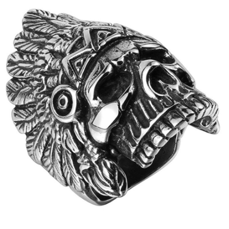 SEUSUK  Perhiasan Cincin Punk Vintage Desain Tengkorak untuk Pria