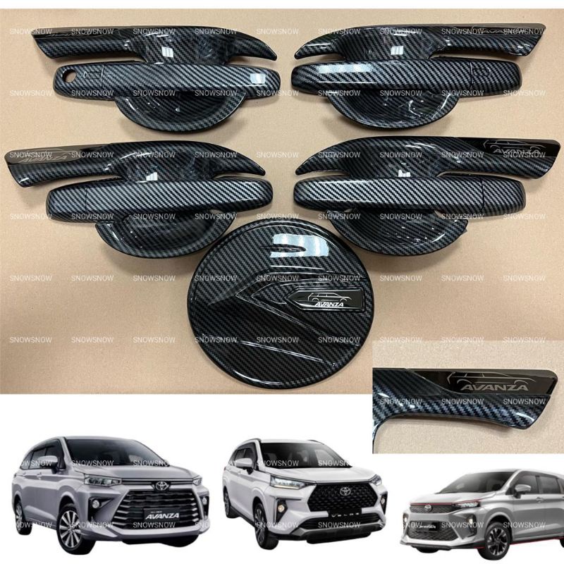 Paket Outer Handle Tank Cover Avanza Xenia Veloz 2022 2023 UP GR SPORT Carbon