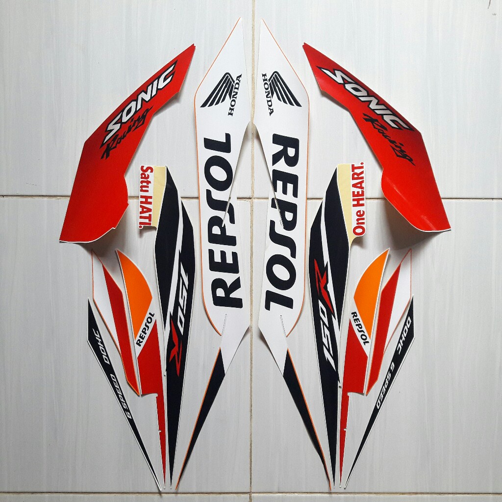 STRIPING STICKER LIS LES POLET BODY MOTOR HONDA SONIC 150R 2015 REPSOL