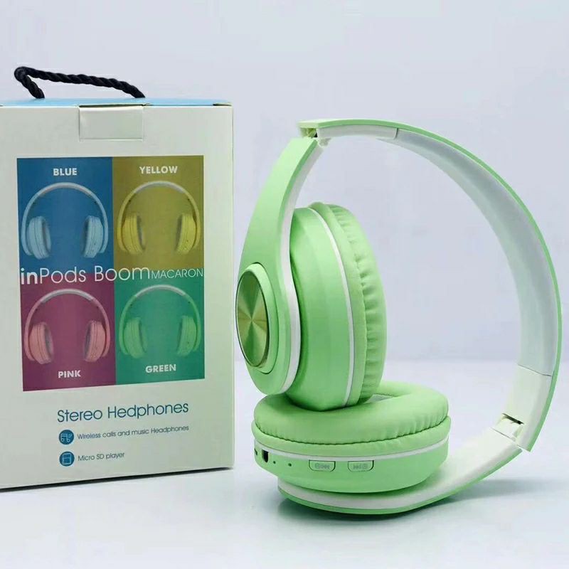 Headphone Bluetooth Inpods Boom Macaron Headset Stereo Wireless V5.0