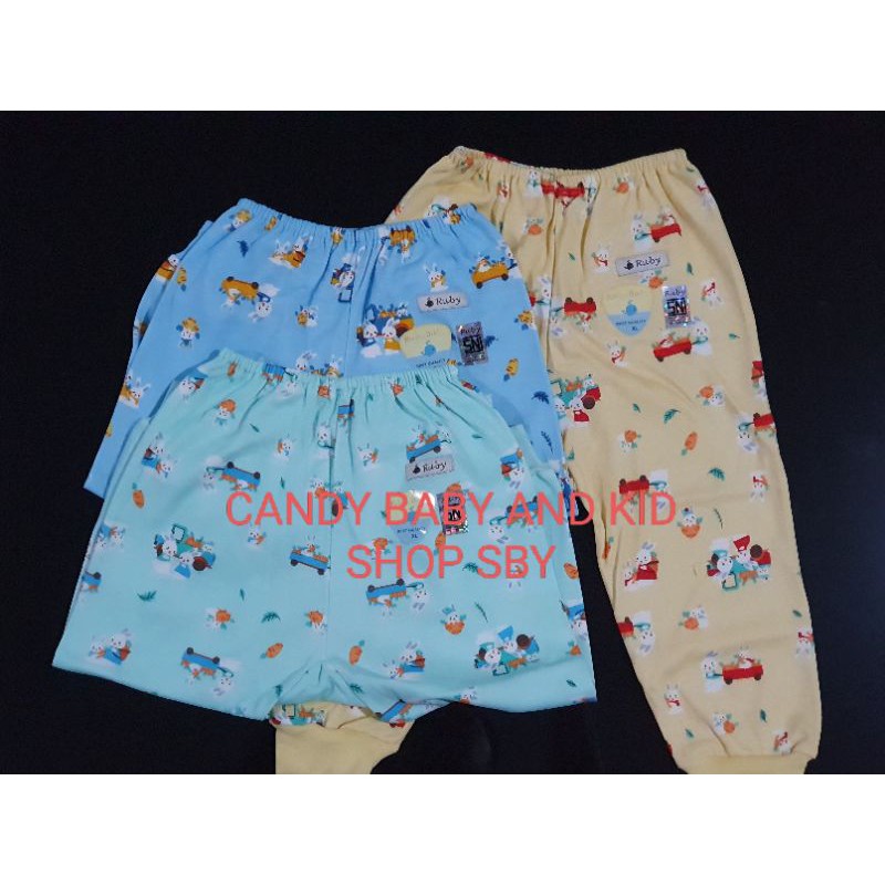 Celana Panjang Bayi Anak Ruby Baby M L XL Motif isi 3 Murah Halus Lembut SNI