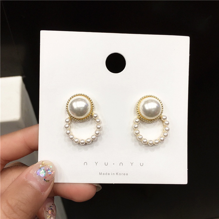 Korea fashion style elegan sosialita Mutiara anting sterling anting-anting perak needle sederhana al