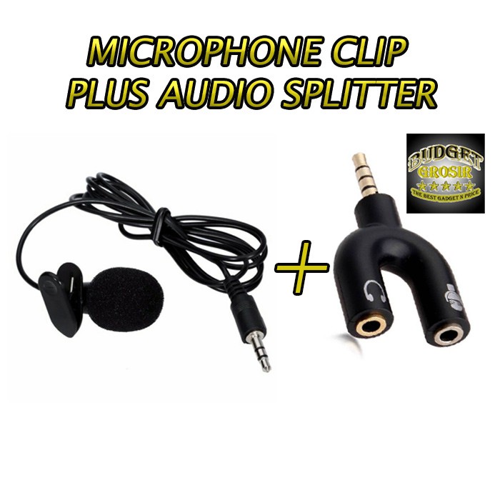 PAKET MICROPHONE CLIP  PLUS AUDIO SPLITTER