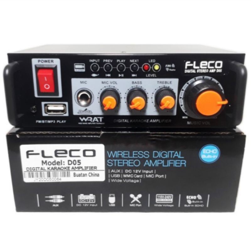 COD Power Amplifier Bluetooth Fleco D05 Ampli Karaoke Mini Digital Stereo Fleco D05