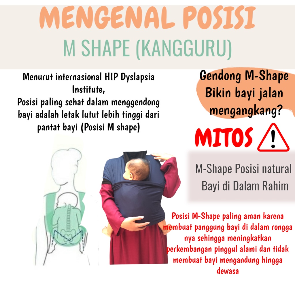 Gendongan Bayi Depan M Shape Baby Wrap 3in1 Geos Baby Instan Premium with Sash Belt geos 3 in 1 sashbelt