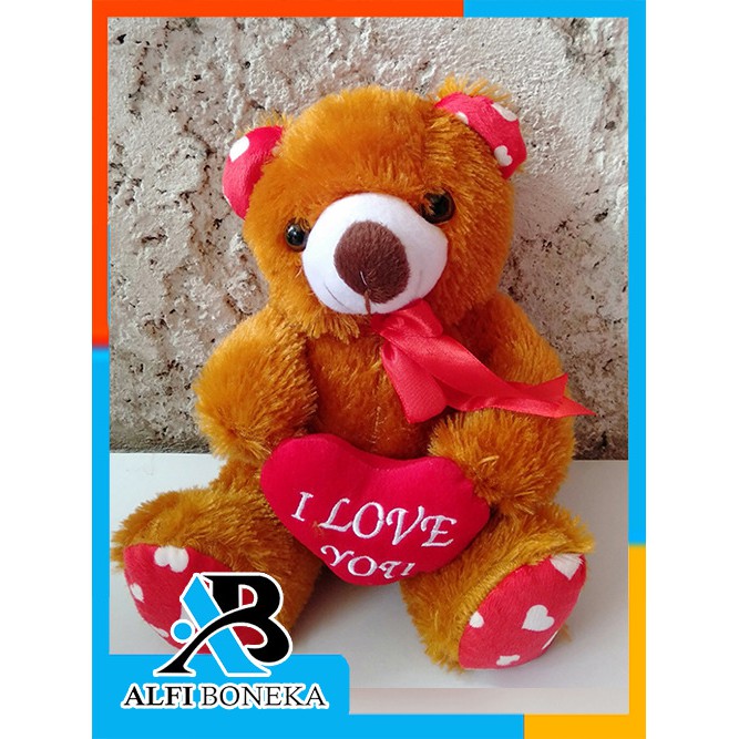 Boneka Teddy Bear Love M - Boneka Bahan Rasfur - Boneka Beruang - Boneka Mainan Perempuan/laki2