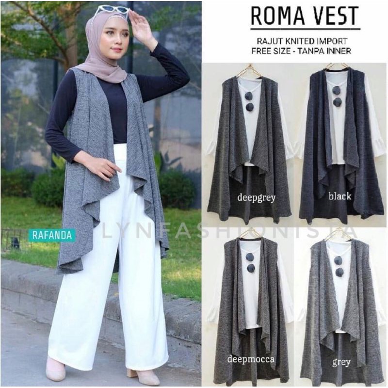 LYNFASHIONISTA-OUTER WANITA MUSLIM RAJUT PREMIUM TEBAL MODEL LAYER/ROMA