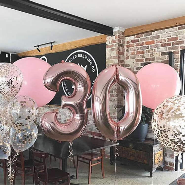 Balon Foil Dekorasi Ulang Tahun Angka Balon Aluminium Digital Rose Gold