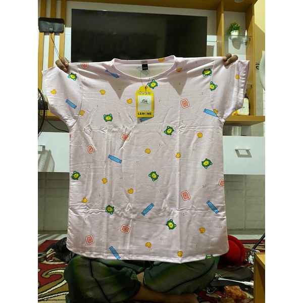 kaos jumbo wanita merk lemone ori bahan baby terry tebal // kaos cewek jumbo ld 120-140