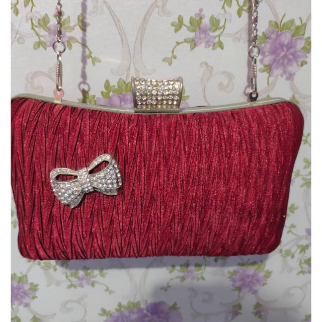 ✓ Preloved Tas pesta cantik warna merah