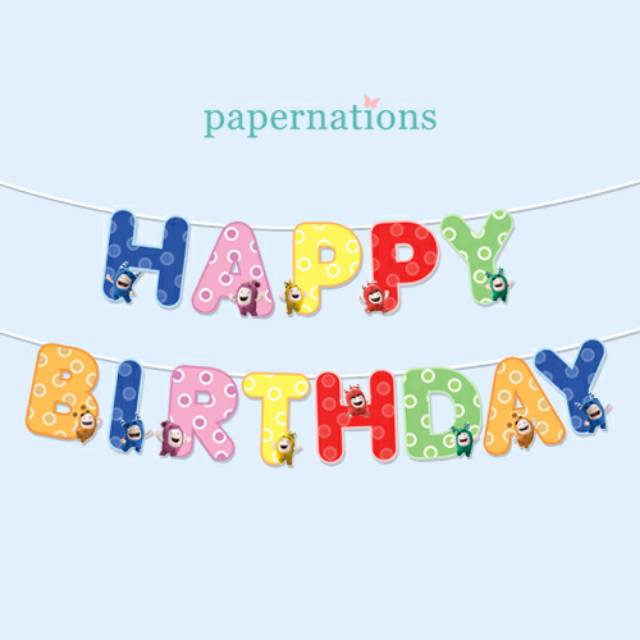 Banner Happy Birthday Oddbods / Bunting Flag Oddbods / Banner Ultah Oddbods