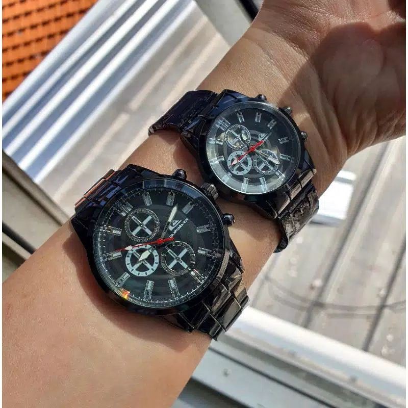 JAM TANGAN COUPLE QUIKSILVER HITAM SUDAH SEPASANG
