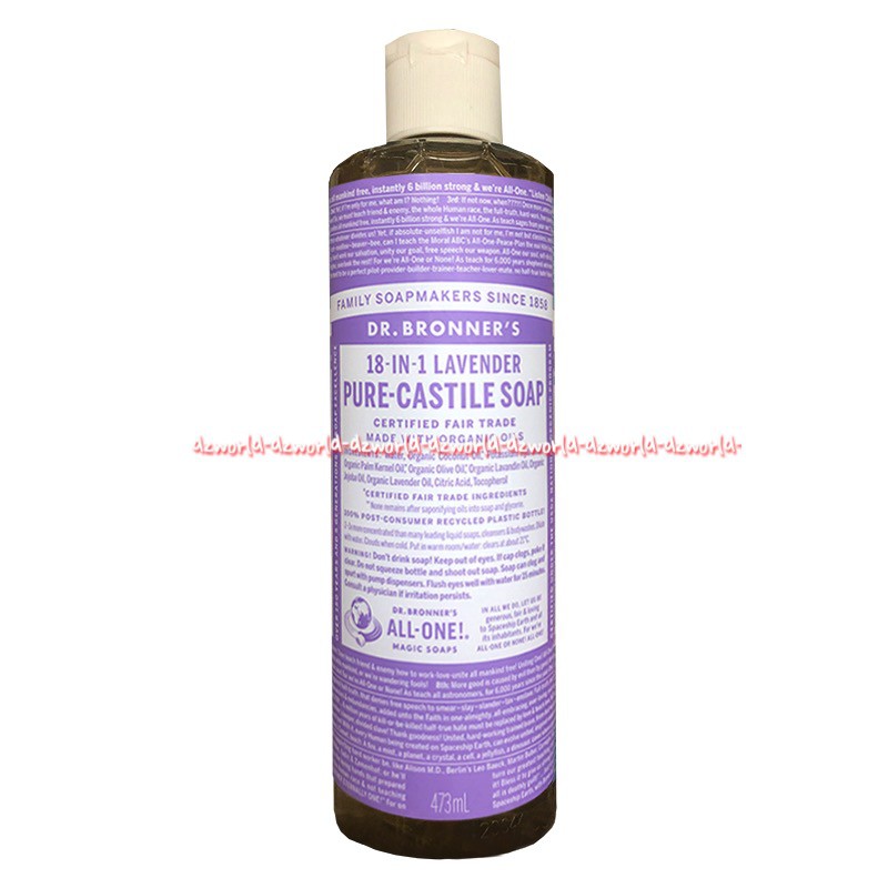 Dr Bronner's 18in1 Tea Tree Pure 473ml Citrus Lavender Rose Peppermint Castile Sabun Cair Dr Broner