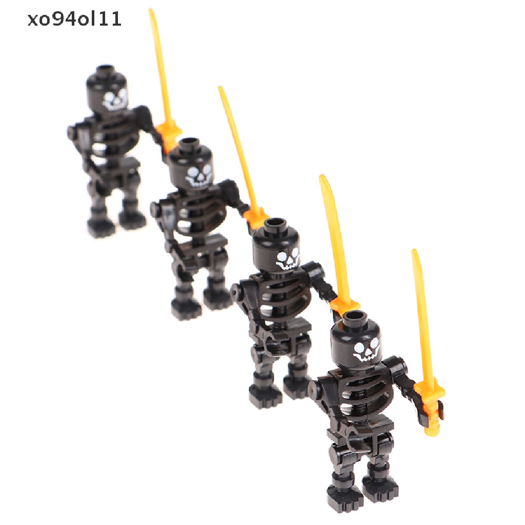 Xo 4pcs / Set Mainan Balok Susun Model Lego Bentuk Kerangka Bajak Laut Lengan Lurus / Putar Untuk Anak