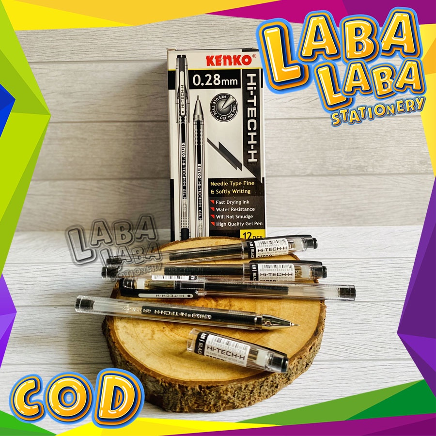 

LabalabaStationery Gel Pen Kenko HI-TECH / HITECH 0.28 mm HITAM (Lusin)
