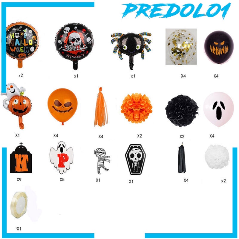 (Predolo1) Balon Latex Aluminum Foil Tema Halloween Untuk Dekorasi Ulang Tahun