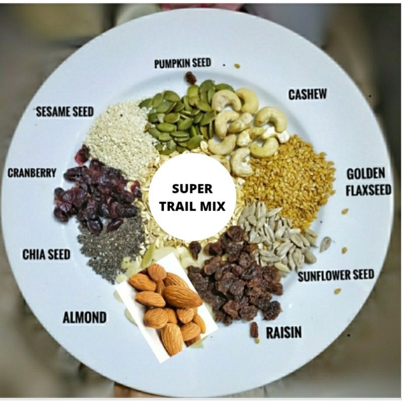 SUPER TRAIL MIX 1Kg - Almond, Cranberry, Pumpkin Seed, Cashew, Raisin, Sunflower Seed