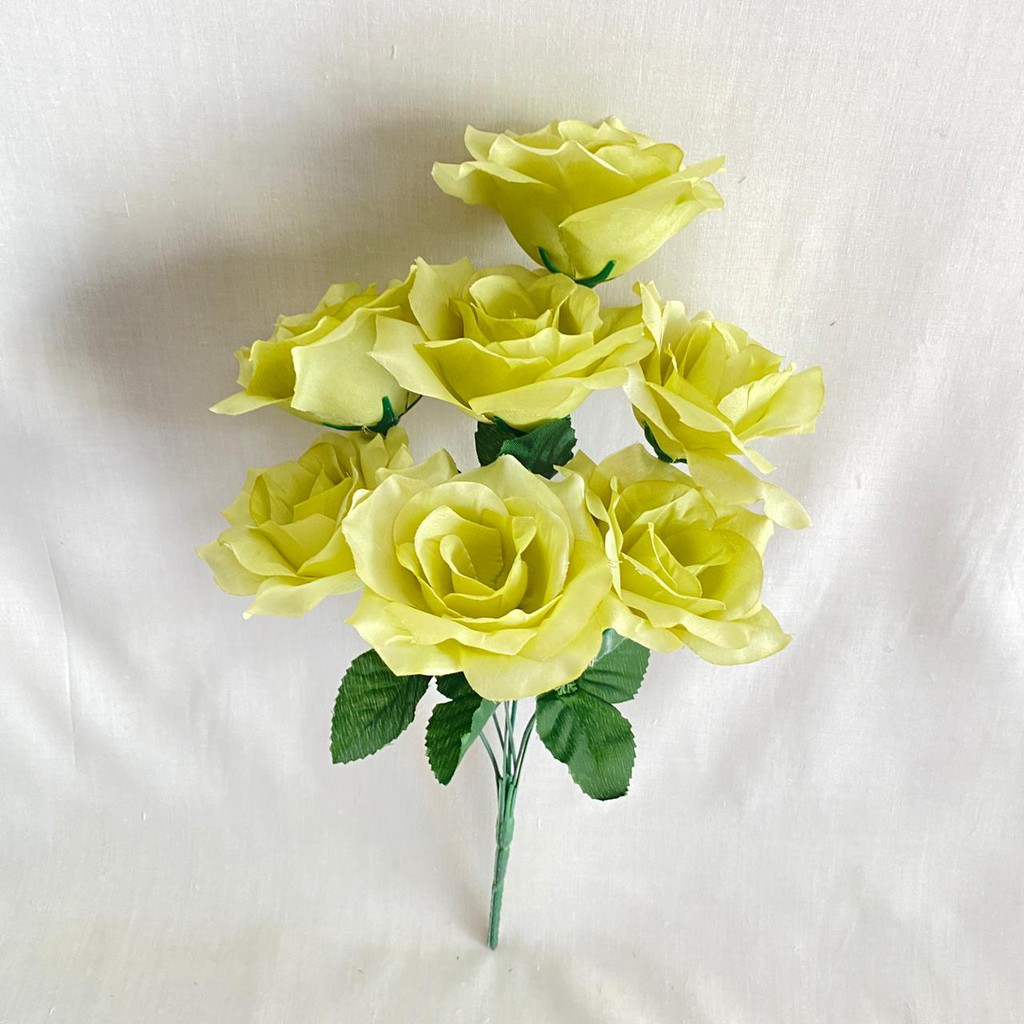 Bunga Mawar Rose Dekor X7 (satuan) Bunga Artificial / Bunga Plastik / Bunga Dekorasi / Pernikahan-Hijau Matcha