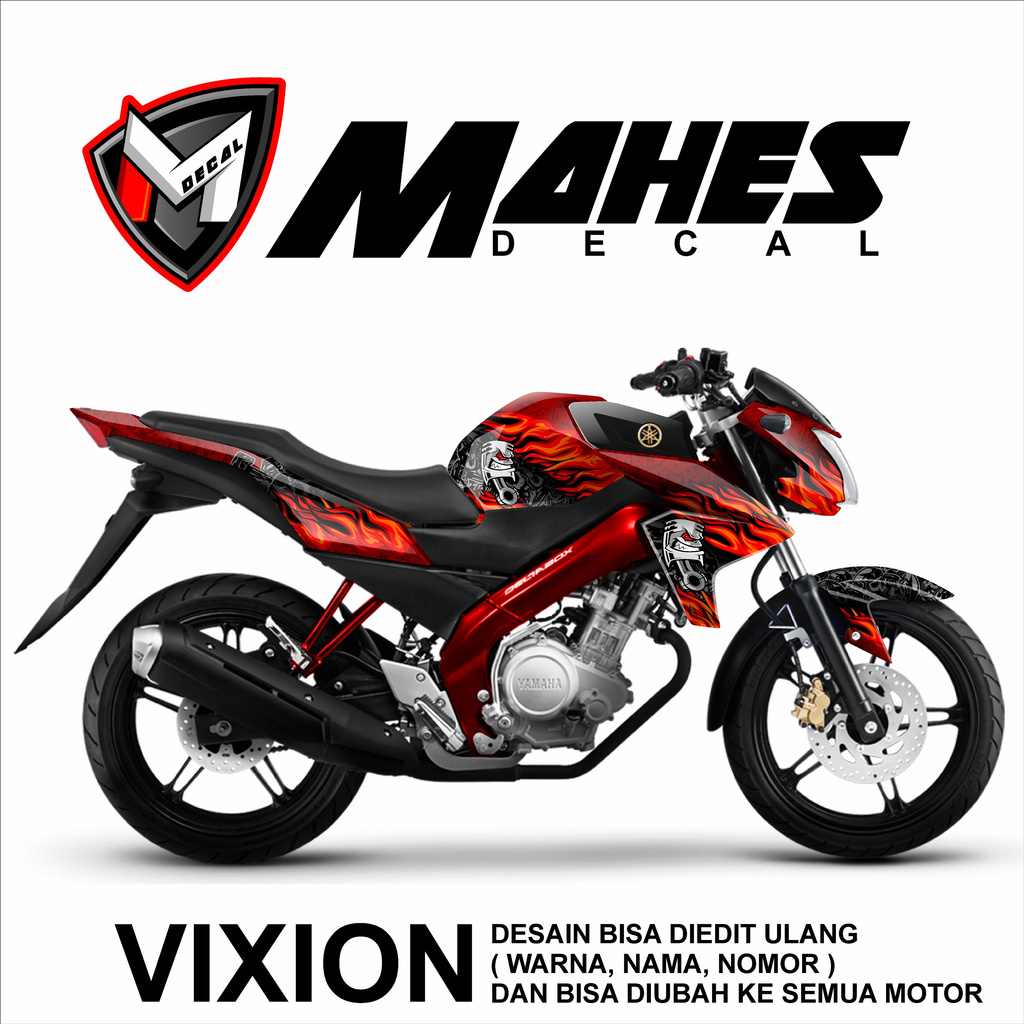 Dekal Sticker Decal Stiker Striping Fullbody Yamaha Vixion Lighting NVL Desain Skull Api Tengkorak